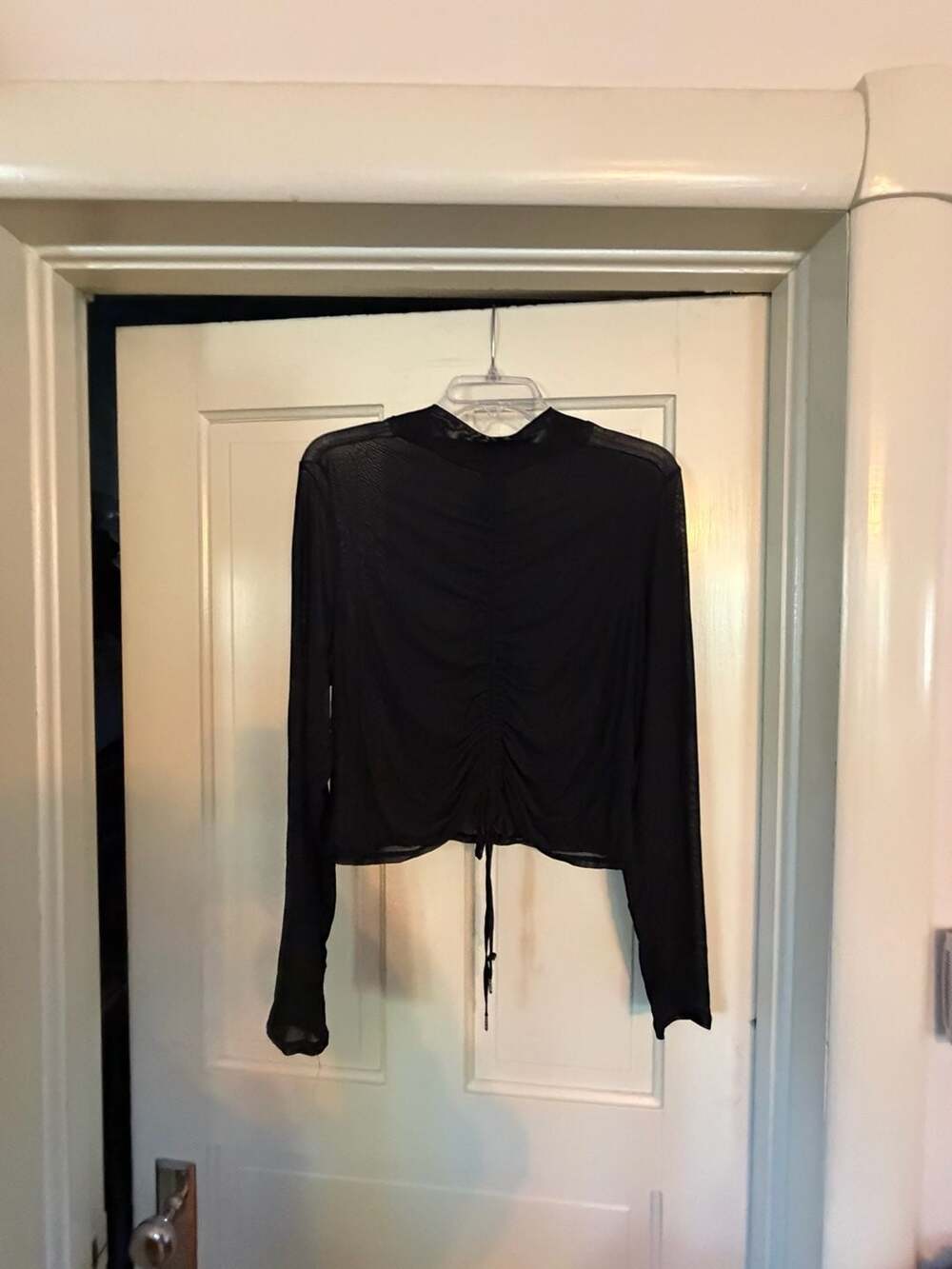 Wild Fable Long Sleeve Mesh Top Size XXL Black Mock Neck Ruched